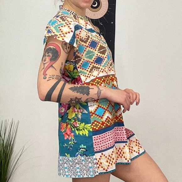 Johnny Was Batwing Sleeve Floral Mini Dress Size M Multicolor - Picture 5 of 6